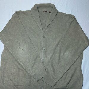 Men's Shawl Collar ribbed button down sweater with front pockets